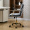 Living And Home Blue Grey Chenille Upholstered Office Chair 3
