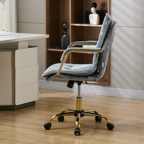 Living And Home Blue Grey Chenille Upholstered Office Chair 2