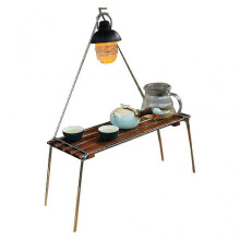 Camping Rack Stainless Steel Beech Wood Folding Table Family Picnic Hiking Rack