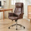 Living And Home Brown Adjustable High Back PU Office Chair with Armrests 1