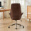 Living And Home Brown Adjustable High Back PU Office Chair with Armrests 4