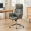 Living And Home Grey Adjustable High Back PU Office Chair with Armrests 1