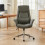 Living And Home Grey Adjustable High Back PU Office Chair with Armrests 2