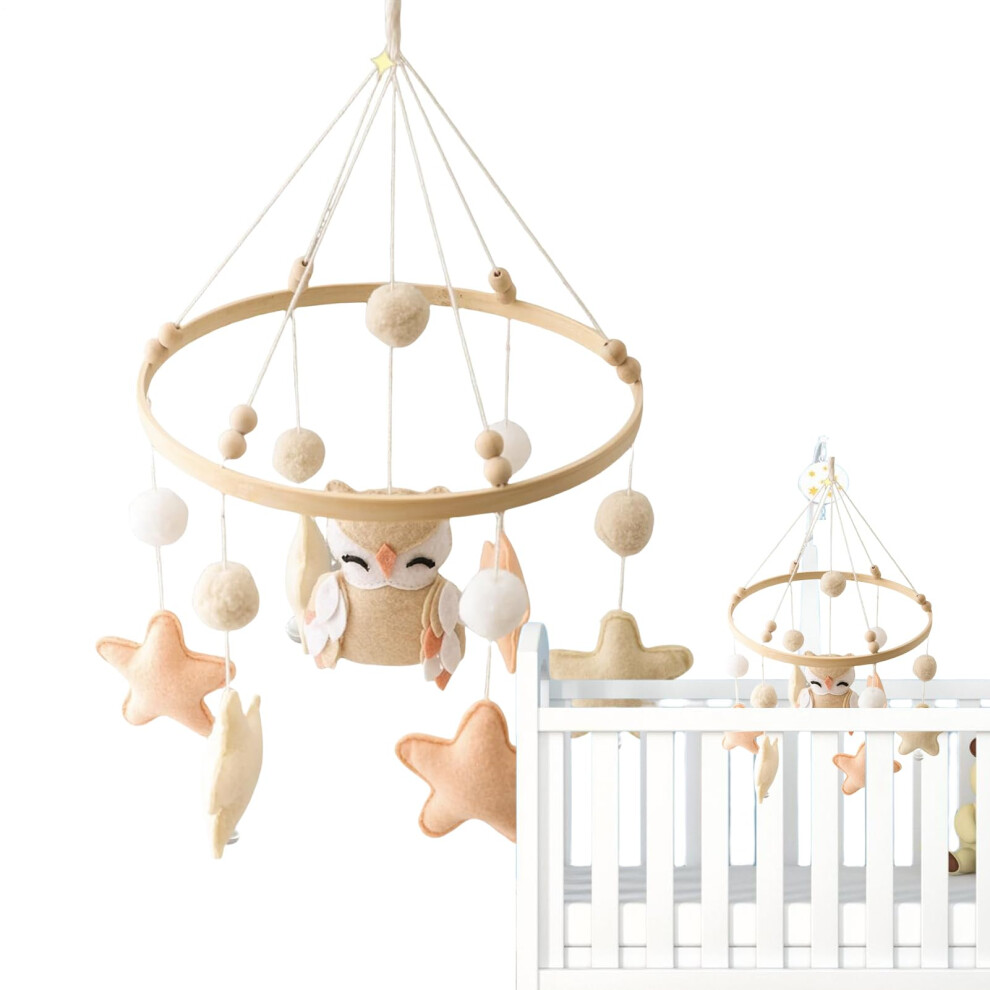 Baby Mobile for Crib - Handmade Felt Neutral Baby Toys, Soft Sensory Bedding Decor for Nursery, Tummy Playroom, Girl's Bedroom