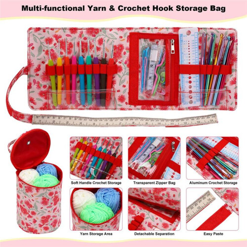 Crochet Hook Case,Roll Bag Holder Organizer for Various Crochet Hooks Kit with Storage Case 2