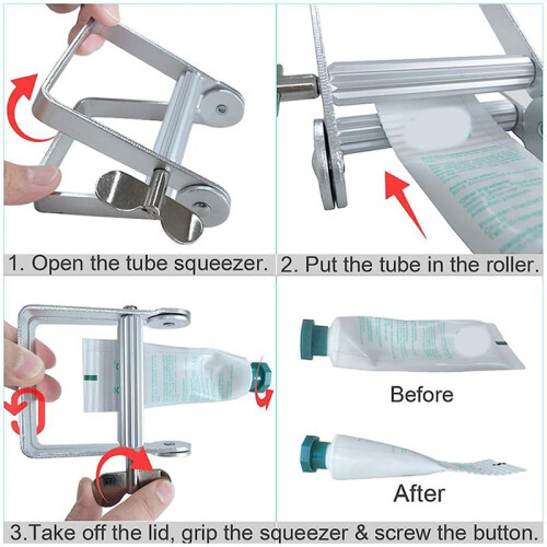 Toothpaste Squeezer, Metal Tube Roller, Rotating Toothpaste Dispenser, Tube Squeezer, Stainless Steel Squeezer 1