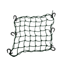 40x40cm Green Motorcycle Cargo Net with 49 Holes, Universal Elastic Luggage Net with 6 Hooks