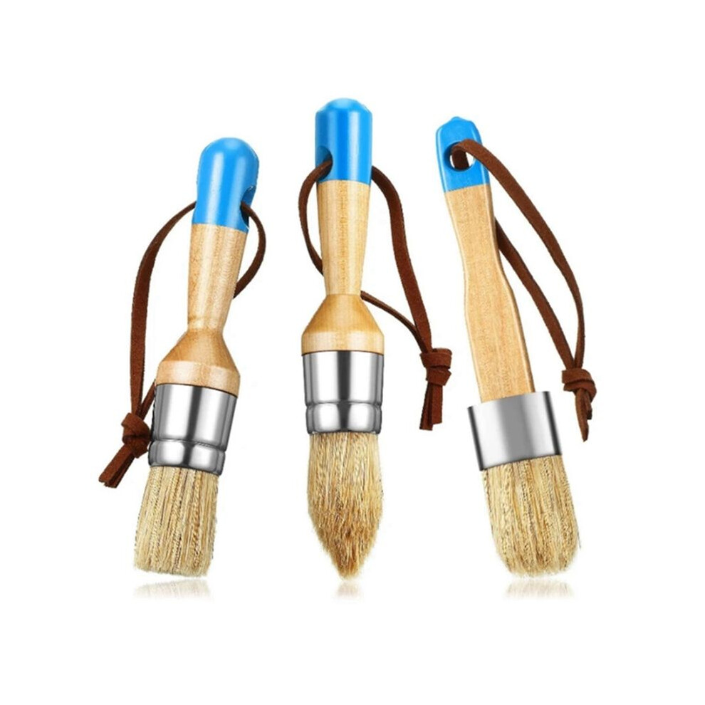 3Pcs Bristle Brush Wooden Handle Template Brush Paint Brush Is Suitable For Home Decoration, Diy Wood Products, Etc. 6031114031646