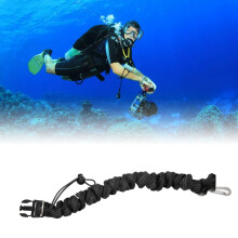 Diving Camera Lanyard Stainless Steel Coiled, Black, 148g