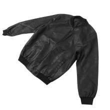Herren-PU-Lederjacke Stehkragen Reißverschluss Casual Outwear Schwarz 54/175