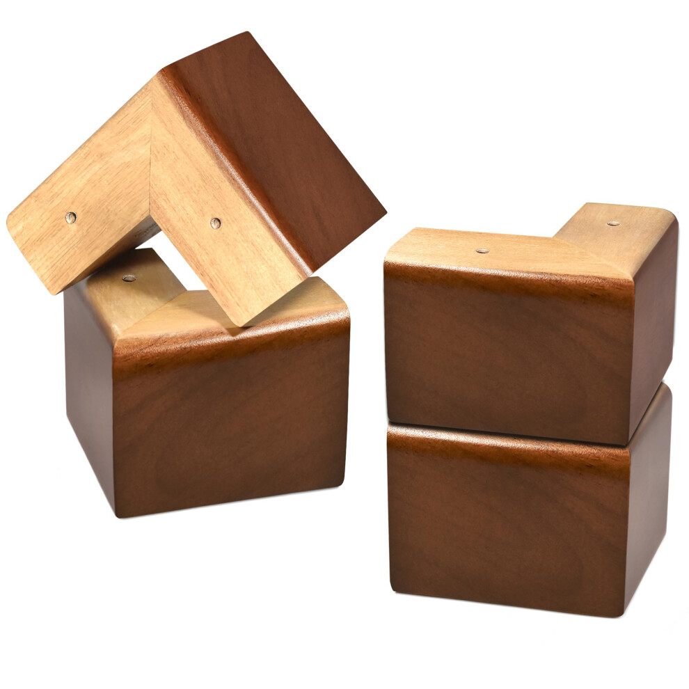 Solid Wood Legs For Furniture, Lshaped Bed Risers, Furniture Legs 4 Pack 4 Inch 9382693392169