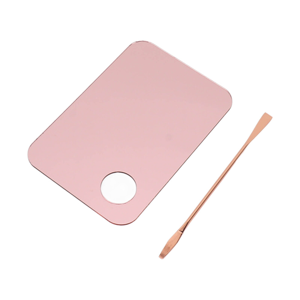 Mixing Tray Set for Foundation and Nail Art, Double Head Spatula Acrylic Makeup Palette with Thumb Hole, Reusable Smooth Surface Beauty Tool, Easy To