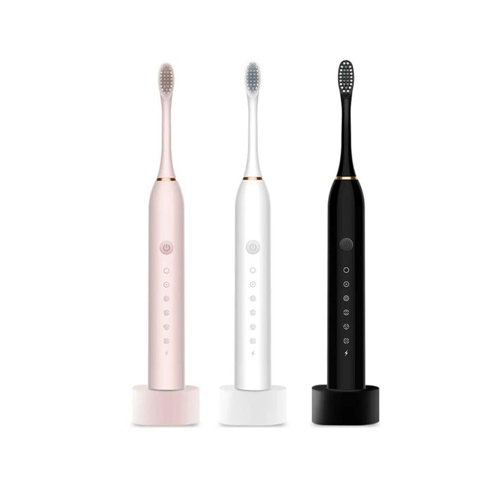 3PCS Electric Toothbrush Sonic Rechargeable 6 Modes Kids Adults Brush 4 Heads USB