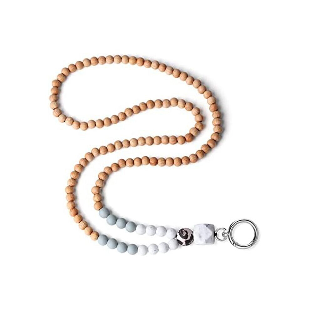 Id Badge Key Lanyard Women's Cute Teacher Lanyard Silicone Wood Bead Lanyard Necklace School Office Work Jewelry 6034143171222