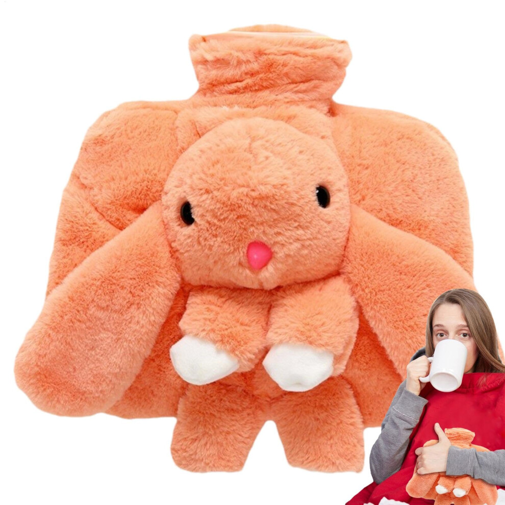 Hot Compress Bag - Plush Bunny Cover Warm Water Bottle for Bed, 1500ml Feet Warmer, Removable Design, Pink Winter Accessory