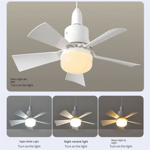 Socket Fan Light Small Ceiling Fan with Light and Remote, Screw in Ceiling Fan Light for E27 Base, for Bedroom Kitchen 2