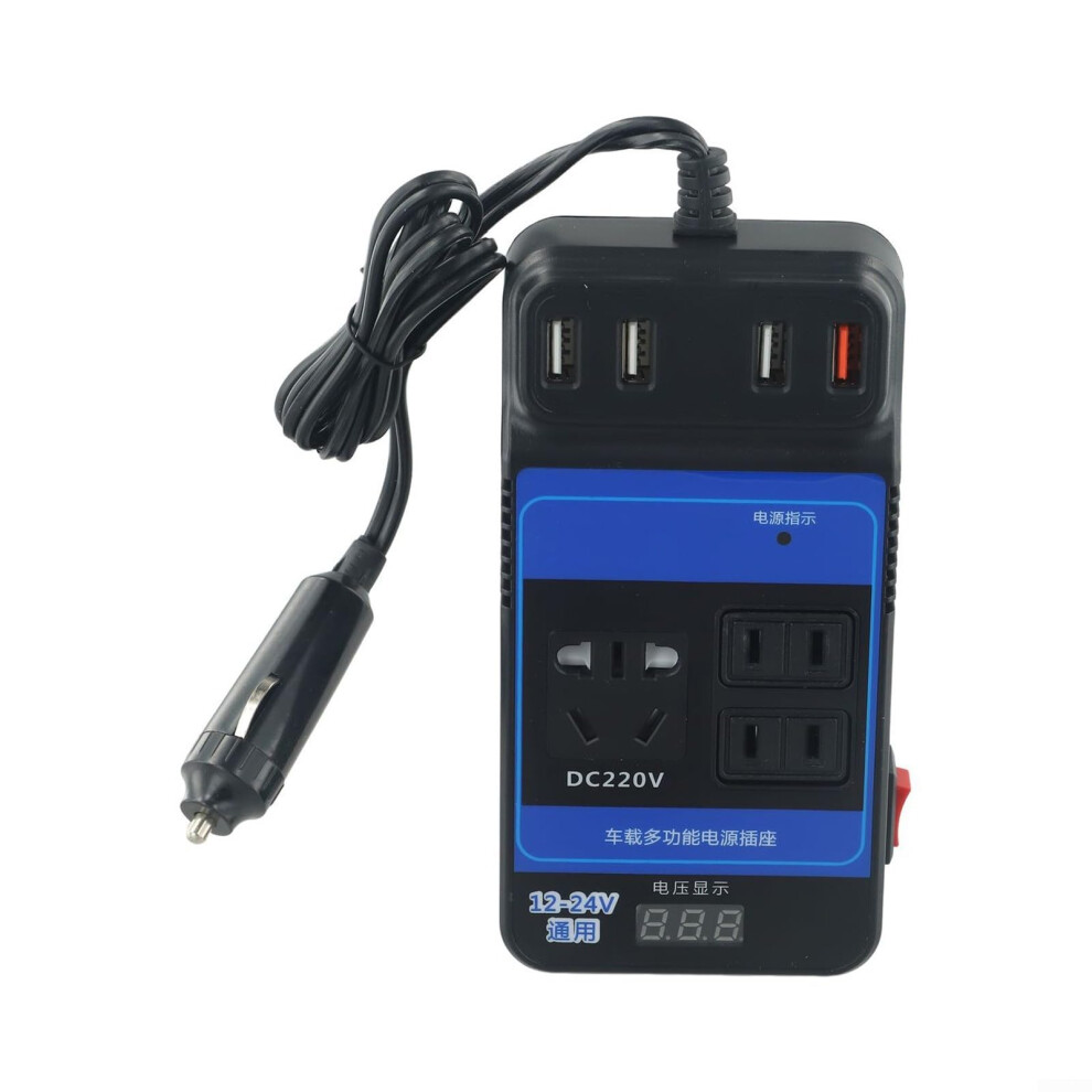 1500W Car Power Inverter Dc 12V 24V To 110V 220V With Led Display, Multiprotection And 4 Ports 9187378491652