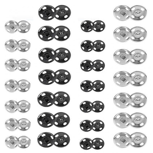 200 Sets Sew-on Snap Buttons Metal Snap Fastener Buttons Press Button for Sewing