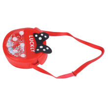 Mädchen PU-Leder Cartoon-Crossbody-Tasche mit Pailletten & Schleife, Rot, Kostenlose Größe