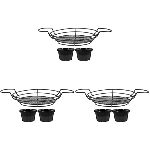 3Pcs Rectangular Black Stainless Steel Basket Ideal for Fried Food 1