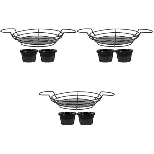 3Pcs Rectangular Black Stainless Steel Basket Ideal for Fried Food 2
