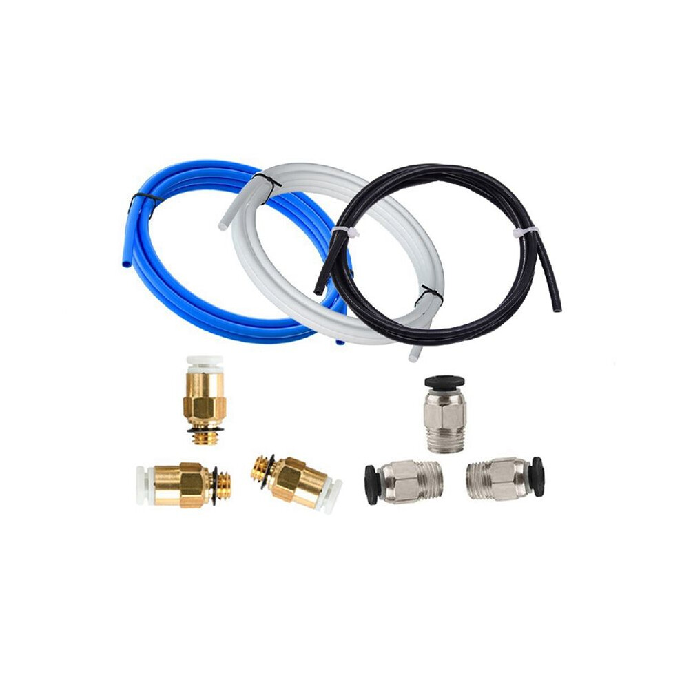 3D Printer Upgrade Kit With Kjh04-M6 & Pc4-01 Pneumatic Connectors 1M Ptfe Tube For 1.75Mm Bowden Extruder White 4713277617425