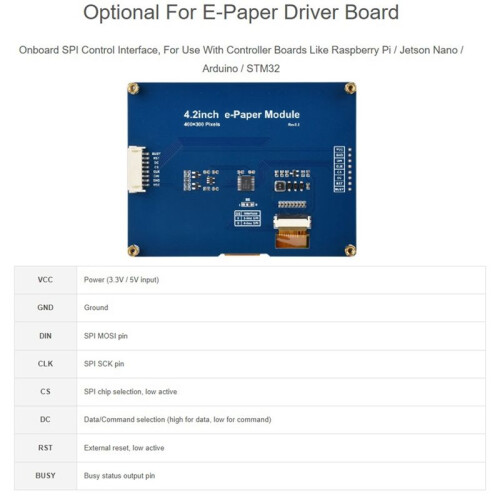 4,2 Inch E-Paper E-Ink Display Module 4,2 Inch E-Paper Module (G), 400x300, Rood / Geel / Zwart / Wit, SPI-Interface 2
