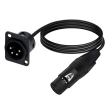4-Poliges XLR-Panelmontage-Chassis auf Buchse, XLR-Durchführung, Schott-Mikrofonbuchse, Audio-Verlängerungskabel, 3 Meter