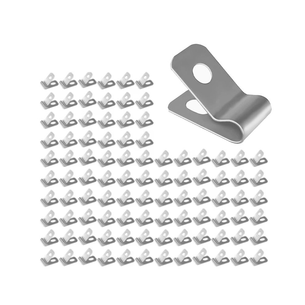 100Pcs Clips Fence Wire Clamps Agricultural Fencing Mounting Clips With Screws Stainless Steel Wire Garden Fasteners 4712060411653