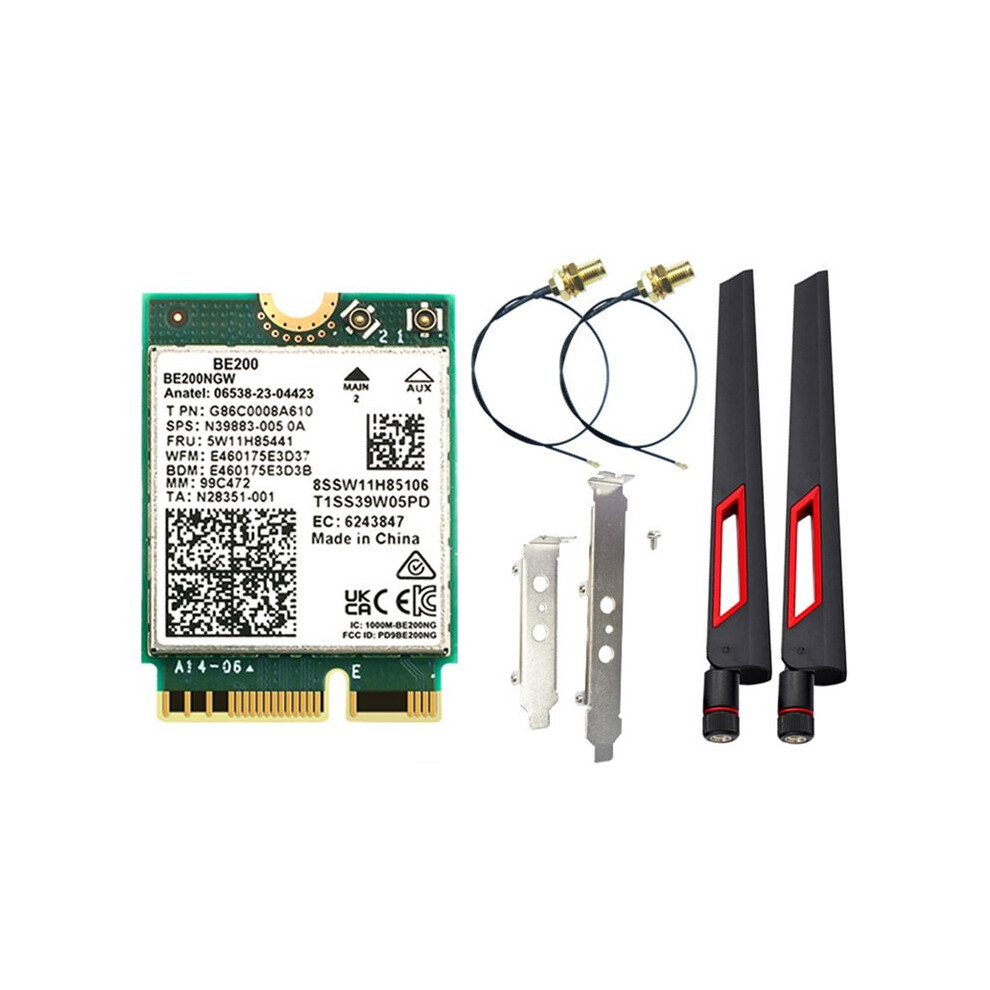 Be200 Wifi 7 Card+10Dbi Antenna 2.4G/5G/6Ghz 5.4 Wifi Adapter 8774Mbps Wireless Network Card For Win10/11 4711042915219