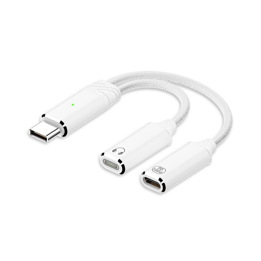 2-In-1 Usb C To For Interface Audio Adapter,Usb C Male To For Interface Headphone Female Converter White 4711607466866