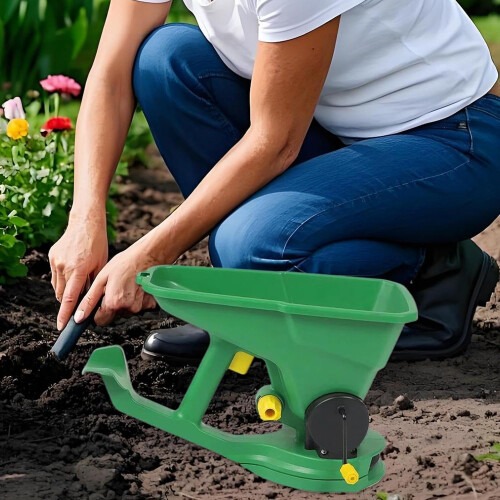 Lawn Spreader with 5Gear Adjustable Precise Seeding Control, 1.5L Ergonomic Handheld Seed Spreader 2