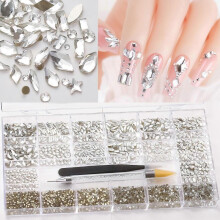 5500Pcs Rhinestones for Nails,Nail Crystals White Art Rhinestones Nail Diamond