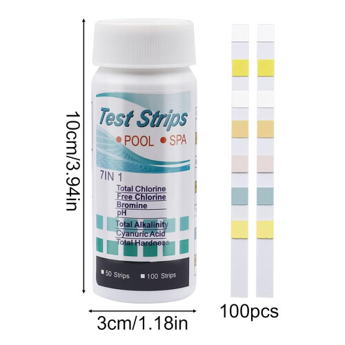 Pool Test Strips 100Pack for Chlorine pH Alkalinity, Fast Accurate MultiParameter Water Testing Kit 2