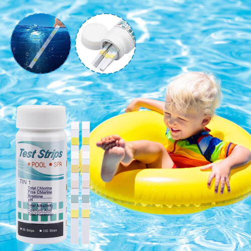 Pool Test Strips 100Pack for Chlorine pH Alkalinity, Fast Accurate MultiParameter Water Testing Kit 1