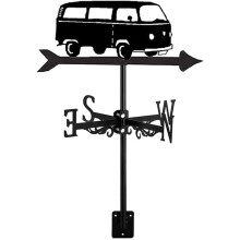 Roof Mounted Weather Vane, Stainless Steel Coating, 3D Bus Metal Weathervane with Anti-UV Rays Protection, Durable Wind Direction Measuring Tool for