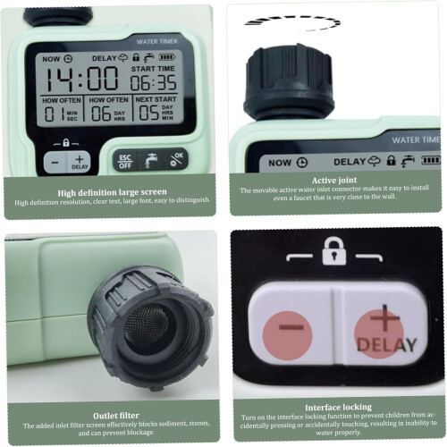 Garden Hose Timer Waterproof Large Screen Smart Irrigation with Rain Delay and Child Lock 2