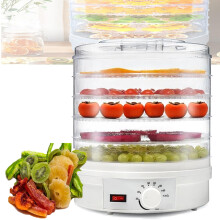 Food Dehydrator 5 Trays 350W White Electric Dryer with 360 Heating Adjustable Temp 13L for Fruits Meat Herbs Snacks