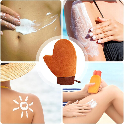 Velvet Tanning Mitt Self Tanner Applicator Glove for Smooth Even Application, Reusable Brown 2