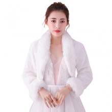 Women Winter Long Sleeve Curved Hem Short for Jacket Shrug Thicken Plush Wedding