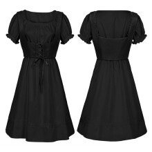 Elegant Skirt Suit Set for Women Black Short Sleeve Pleated Design Waistband Size M Ideal for Evening Party Events