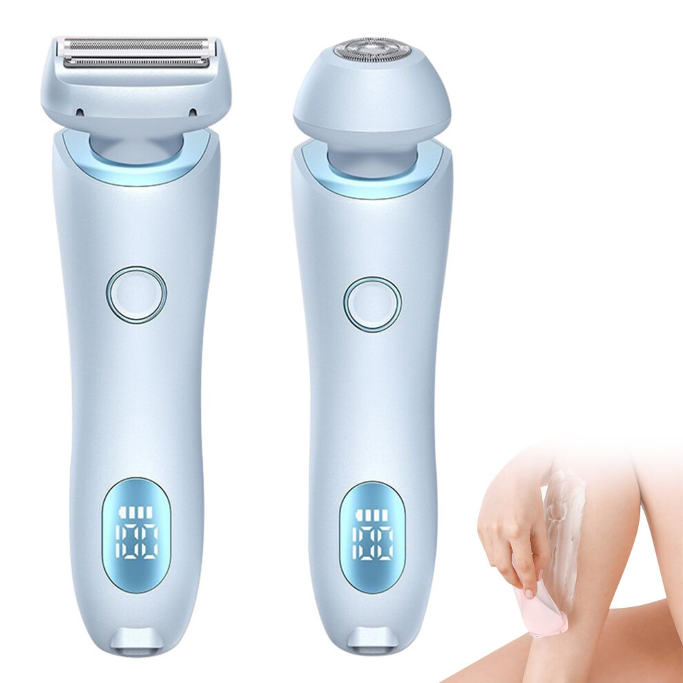Blue 2In1 Women's Electric Shaver And Epilator, Painless Smooth Hair Removal For Legs, Underarms, Face, Ipx7 Waterproof Rechargeable,