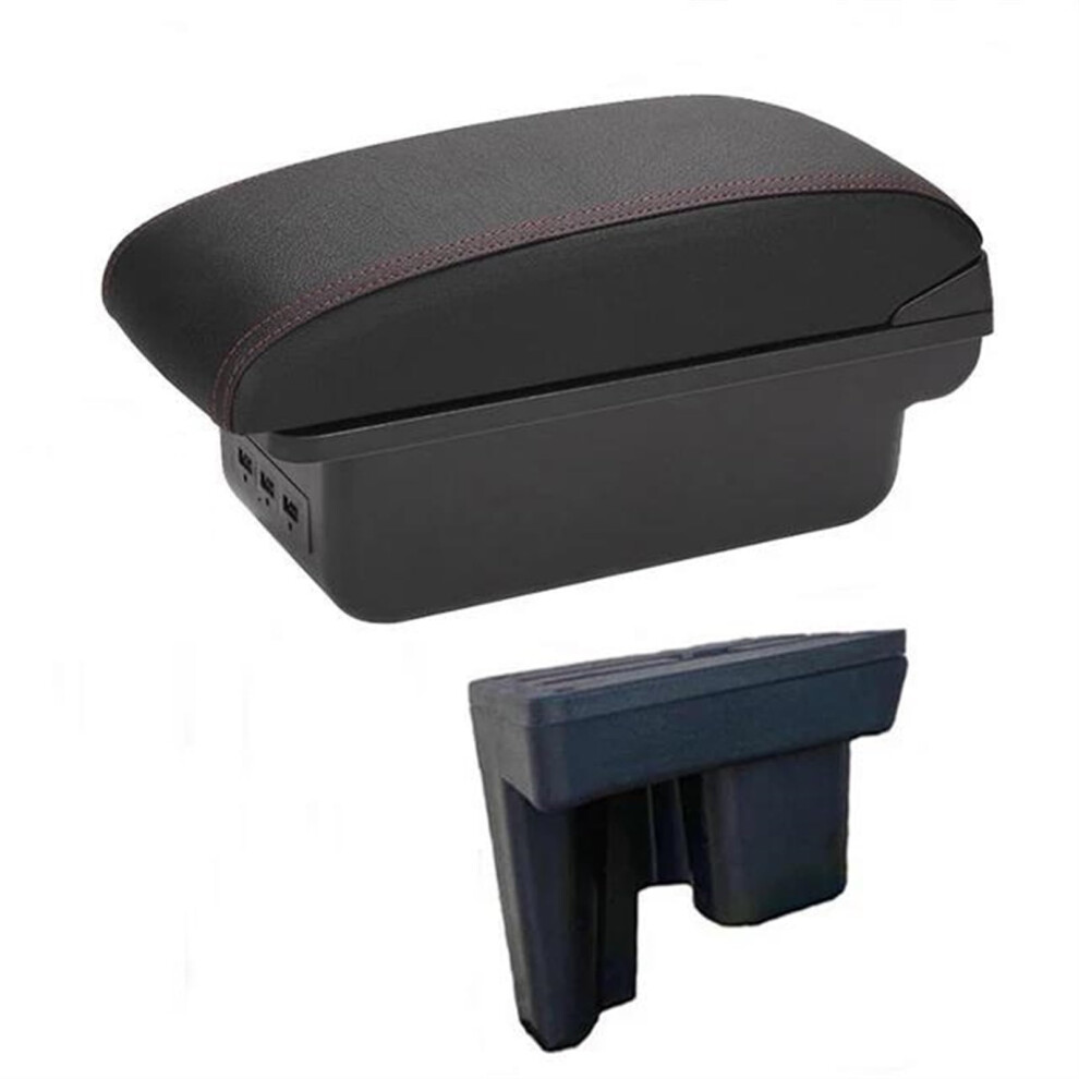 Car Armrest Box Center Console Organizer For Hilux Revo Abs Leather Waterproof Spacious Storage Black/Red 9347817629163