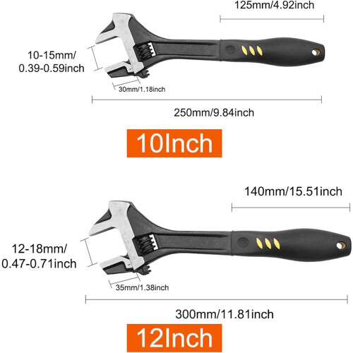 10 Inch Adjustable Wrench with NonSlip Grip, Multipurpose Pipe Spanner Tool for Plumbing 1