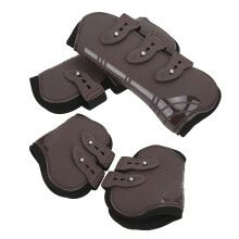 4 Stück Pferdebeinschützer Set aus PU-Neopren Front- & Hinterbeinschutz Braun M