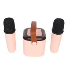 Mini tragbare Karaoke-Maschine Pink mit Bluetooth 5.3 & 2 Mikrofonen