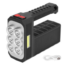 Lanterna tática recarregável, luz de exploração de alto brilho com 4 modos e tecnologia avançada de LED COB, recarregável via USB com