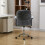 Living And Home Chenille Upholstered Office Chair with Armrests and Casters, Blue Grey 5