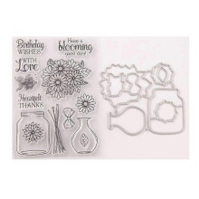 Flower Vase Seal Stamp with Cutting Dies Stencil Set DIY Scrapbooking Embossing