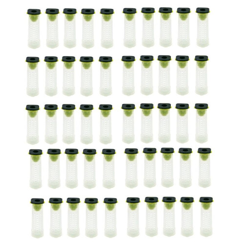 50 PCS Queen Bee Roller Cage - Plastic Beekeeping Queen Cup Kit Queen Bee Roller Cage Back Cup Holder Beekeeping Tools